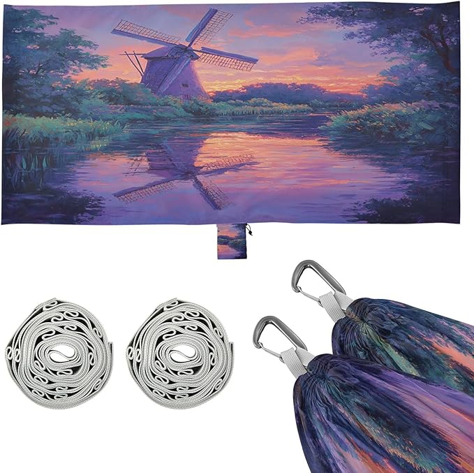 Windmill River Purple Camping Rope Hammocks Portable Swing 330 lbs Capacity for Travel Hiking Indoor Outdoor