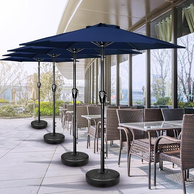 Simple Deluxe 7.5ft Patio Umbrella Outdoor Table Market Yard Umbrella with Push Button Tilt/Crank, 6 Sturdy Ribs for Garden, Deck, Backyard, Pool, Dark Blue