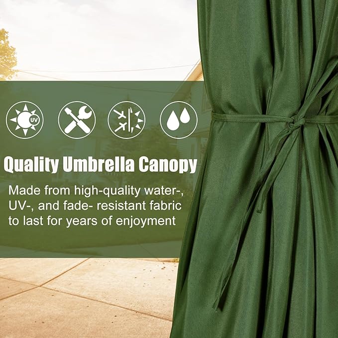 HERMOCE 9FT Solar Umbrella 32 LED Patio Umbrellas with Tilt and Crank,Table Market Outdoor Umbrella for Garden,8 Ribs