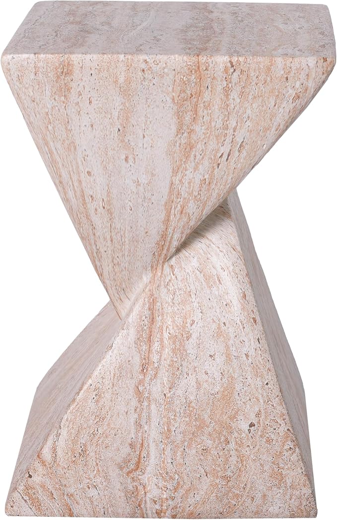 Christopher Knight Home 18.5 Inch Modern Outdoor Faux Concrete Side Table, Patio End Table with Sculptural Fluted Geometric Design, Accent Table for Garden Balcony Poolside