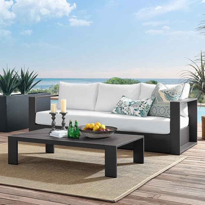 Modway Tahoe Aluminum 2-Piece Outdoor Patio Set in Gray White