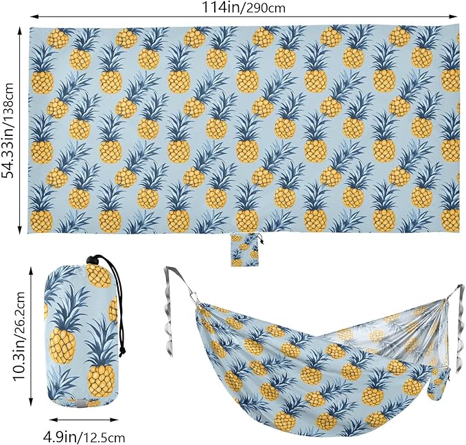 Camping Hammock Outdoor Hammocks for Outside Pineapple Beach Trees Portable Lightweight with Pockets Tree Straps Indoor