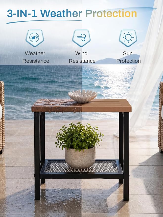 Outdoor Side Table, Black