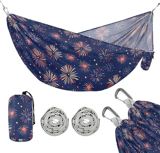 Camping Hammock Outdoor Hammocks for Outside Fireworks Beach Trees Portable Lightweight with Pockets Tree Straps Indoor
