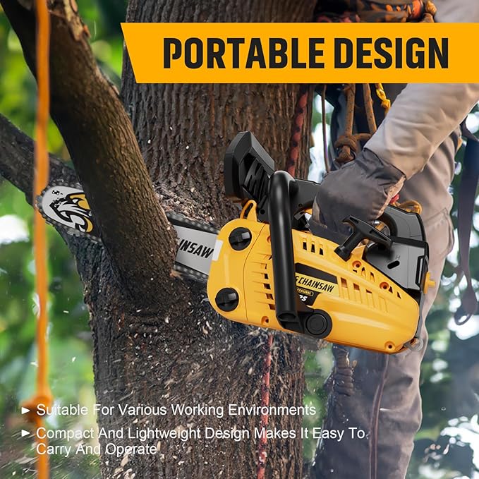25CC Gas Chainsaw 2-Stroke Gasoline Top Handle Chainsaws 12-Inch Handheld Cordless Chain Saw with Kit for Cutting Forest Wood Garden Trimming Tools