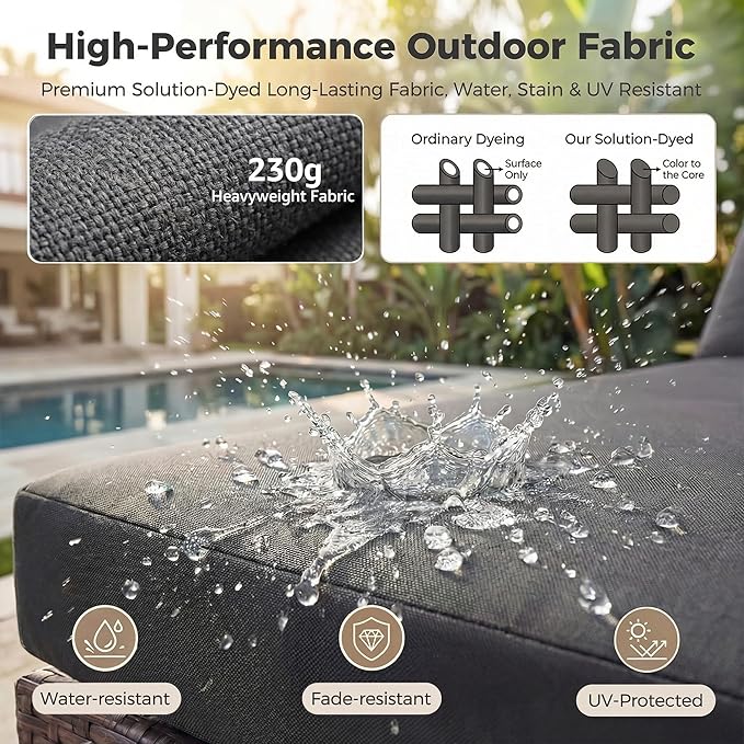 NICESOUL 9pcs Patio Furniture Set with Fire Pit Propane/Gas, 29.3'' High Back Modern Comfy Outdoor Conversation Set, Extra Wide Modular Sofa for Heavyweight, Brown Rattan and Dark Gray Cushion