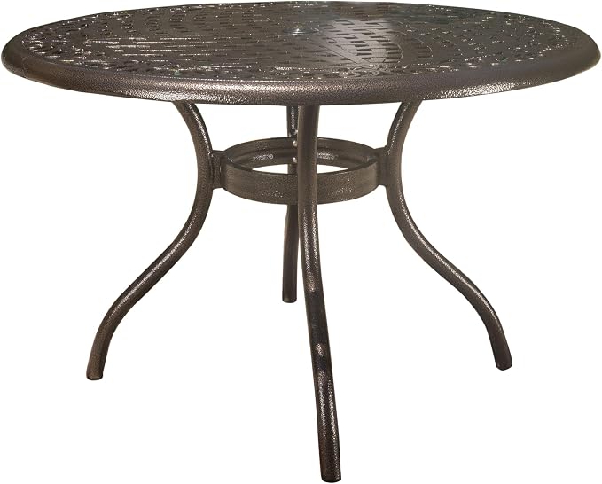 Christopher Knight Home Phoenix Cast Aluminum Round Table, Hammered Bronze, Dimensions: 47.75”L x 47.75”W x 30.00”H