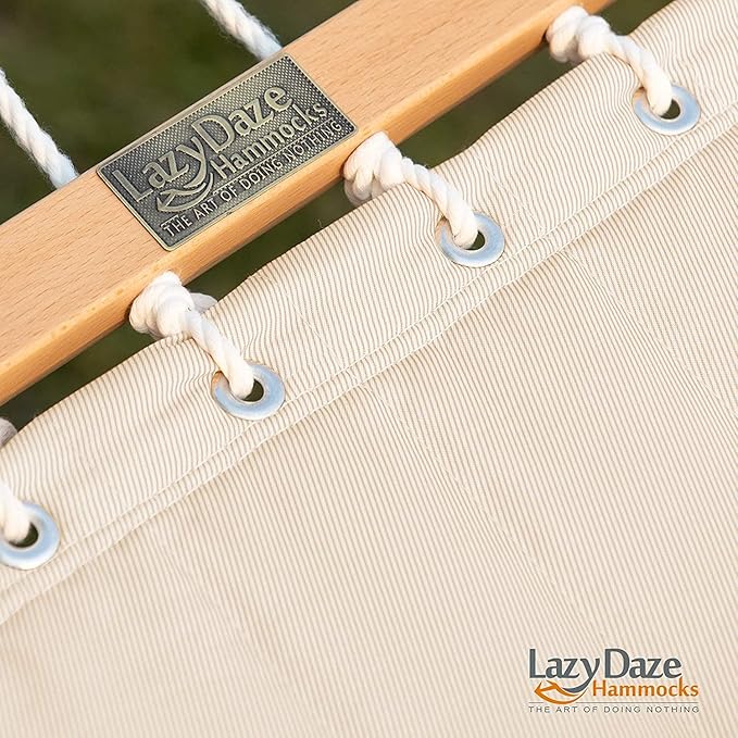 Lazy Daze Hammocks Double Quilted Hammock with Stand for Outside, 15 FT Heavy Duty Steel Stand, 2 Person Hammock for Porch Patio Garden Backyard, Max 450 lbs Capacity, Cream