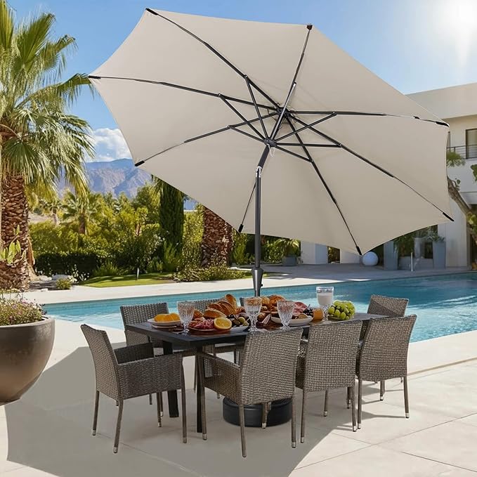 11FT Outdoor Patio Umbrella - Table Umbrella Waterproof UV Protection, Sombrillas de Patio with Push Button Tilt, Sun Umbrella for Pool, Porch, Garden, Deck, Backyard (Taupe)