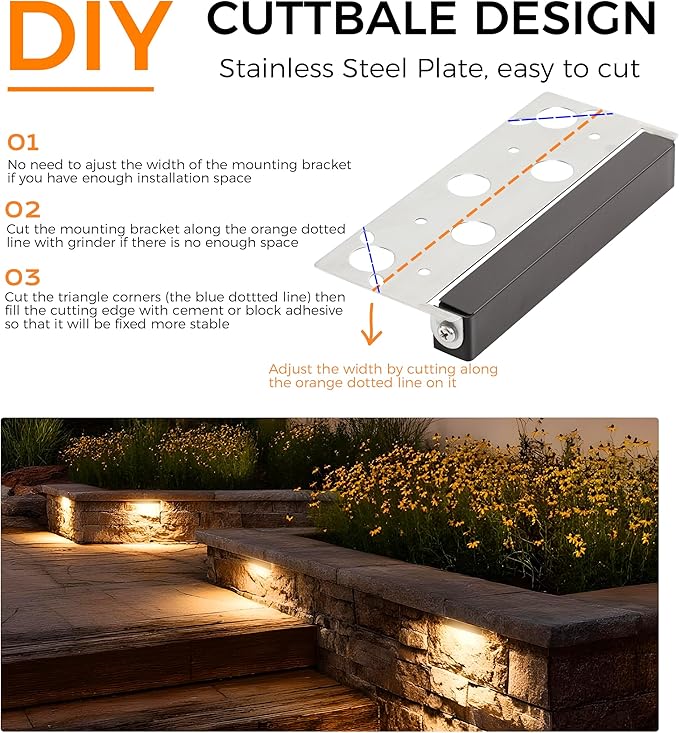 CLOUDY BAY [6 Pack] 7 Inch 12V-15 VAC/DC Low Voltage Hardscape Lighting Paver Light,Retaining Wall Lights Outdoor,IP65 Waterproof, 5W 2700K Soft White,Frost Lens Deck Step Light