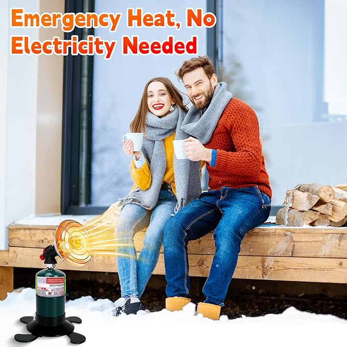 Portable Propane Heater for Camping, Outdoor Small Space Patio Heater, Cordless Gas Heaters with Foldable Tank Holder, Fast Radiant Heaters for Camping Tent, Winter Hiking, Ice Fishing & Hunting