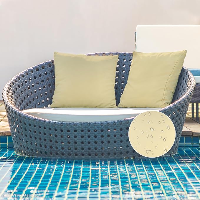 A1 HOME COLLECTIONS A1HC Luxurious Outdoor Waterproof Pillow Covers 20x20 Inches (Pack of 2, Pale Leaf), Throw Pillow Covers for Pool Areas, Garden, Sofa, Chairs, Beds, Tent, Patio