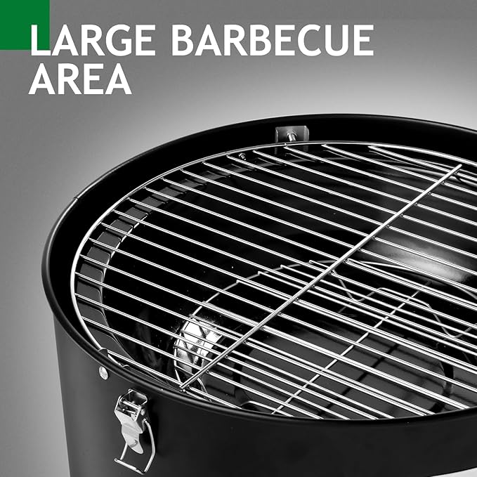 LEADZM 3-in-1 Vertical Charcoal Grill, Outdoor BBQ Charcoal Smoker with Built-in Thermometer, Air Vent, and 2 Access Doors, Perfect for Camping, Picnics, Backyard BBQs, and Tailgating Parties
