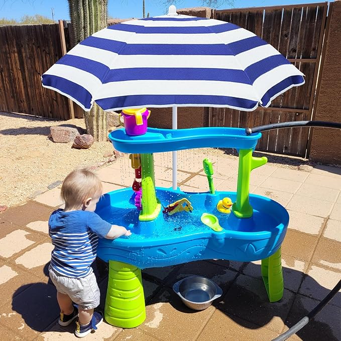 Beach Umbrella for Kids Water Table & Picnic Table Shade, Heavy-Duty Children's Portable Outdoor Umbrella, 47 Inch UV Protection for Sand Play, Camping, Garden and Beach
