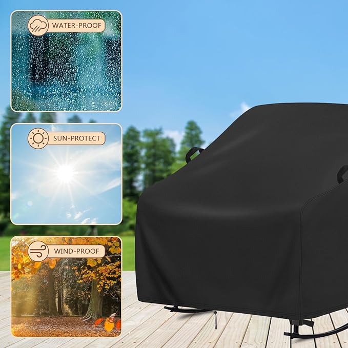 Waterproof Patio Chair Covers,Heavy Duty 2 Pack Patio Furniture Cover for Outdoor Swivel/Rocking Chairs,Outdoor Seat-Cover with Reinforced Waterproof Strip,(33"W x 35"D x 38.5"H,2-Pcs)