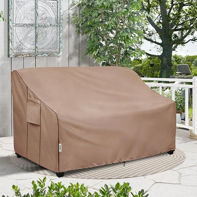 3-Seater Heavy Duty Patio Bench Loveseat Cover,100% Waterproof Outdoor Sofa Cover 79" W x 38" D x 35" H,Patio Furniture Couch Covers(Brown)