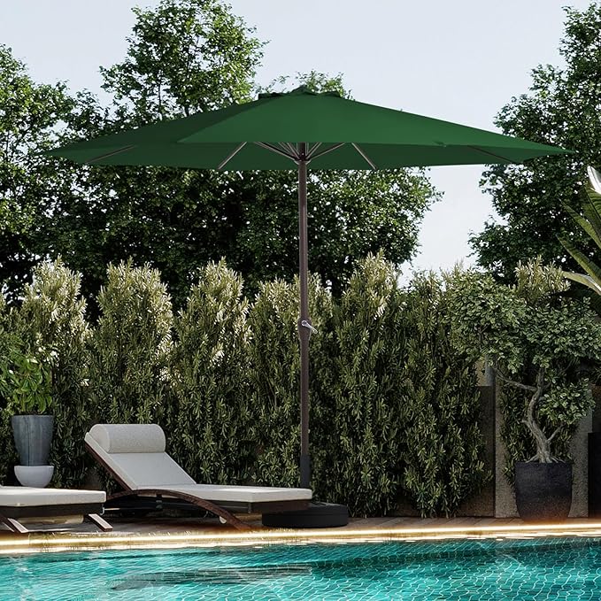 JEAREY 12' Patio Umbrellas Outdoor Table Market Umbrella w/Crank, 8 Sturdy Ribs, UV Protection Windproof for Garden, Deck, Backyard (Green)