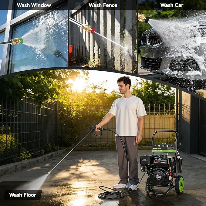 Gas Powered Pressure Washer 4200 PSI Gas Power Washer 4.0 GPM 212CC Commercial High Pressure Washer, with Spray Gun and Extension Wand, 5 Quick Connect Nozzles, Copper Pump,EPA/CARB/ETL