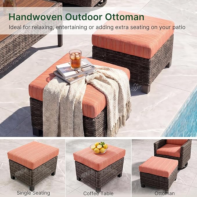 Wicker Patio Conversation Set, Outdoor Patio Chair Set with Deep Seating, Wide Armrests & Thick Cushions, All-Weather Outdoor Furniture Set for Patio, Porch, Deck & Backyard