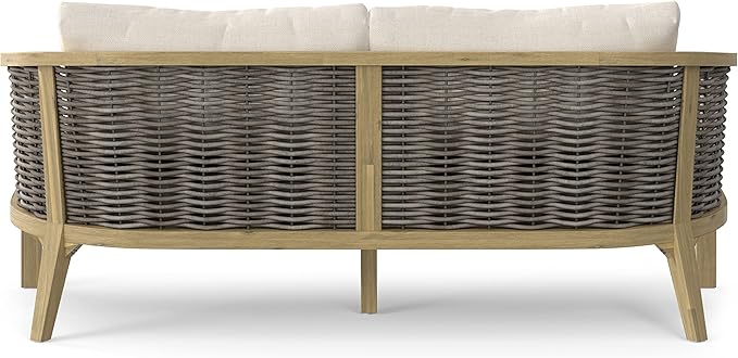 SIMPLIHOME Parkside SOLID ACACIA WOOD 70 inch Wide Rectangle Contemporary 4 Piece Outdoor Conversation Set in Natural for the Living Room