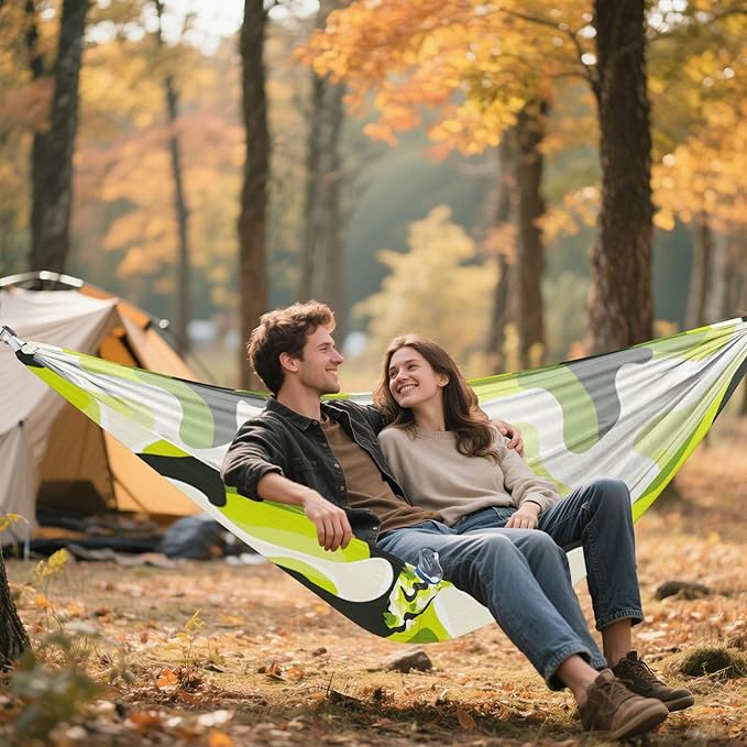 Bold Lines Solid Color Lime White Black 330lb Capacity Camping Hammocks with Tree Straps Tree Hammock for Indoor Outdoor Patio Base para hamaca