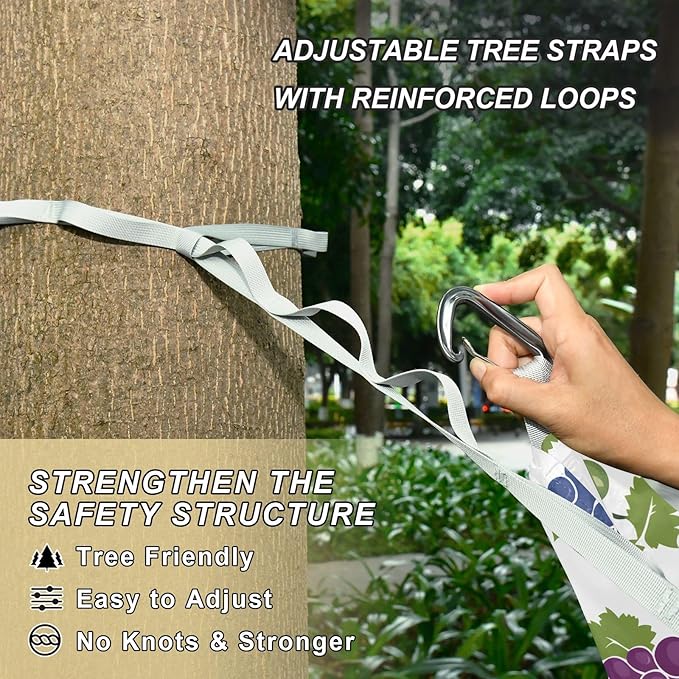Camping Hammock Outdoor Hammocks for Outside Purple Yellow Blue Grapes Beach Trees Portable Lightweight with Pockets Tree Straps Indoor Small