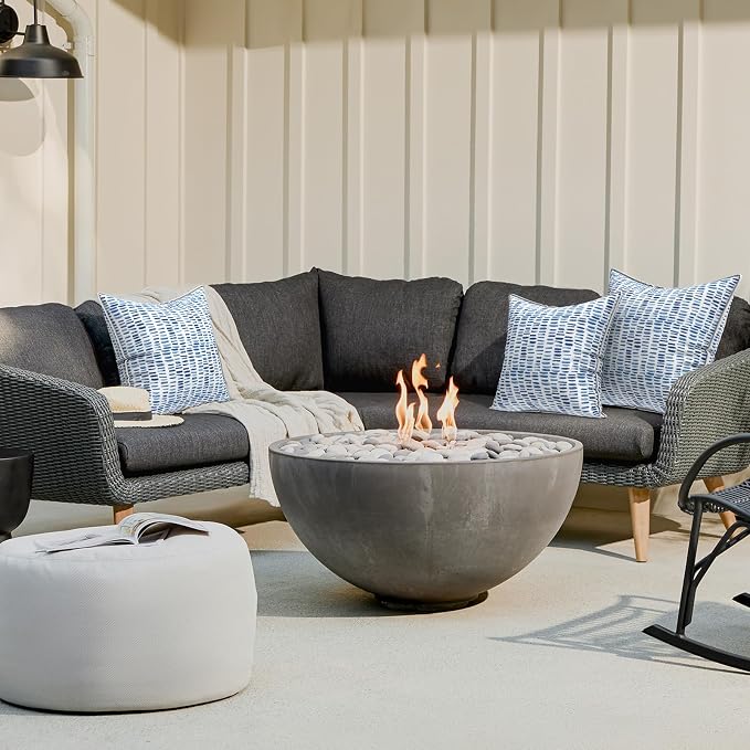 LVTXIII Outdoor Throw Pillows 16x16 Patio Waterproof Square Pillows with Piping Fade Resistant Accent Pillow for Spring Summer Garden Decoration, Set of 2, Pebble Blue