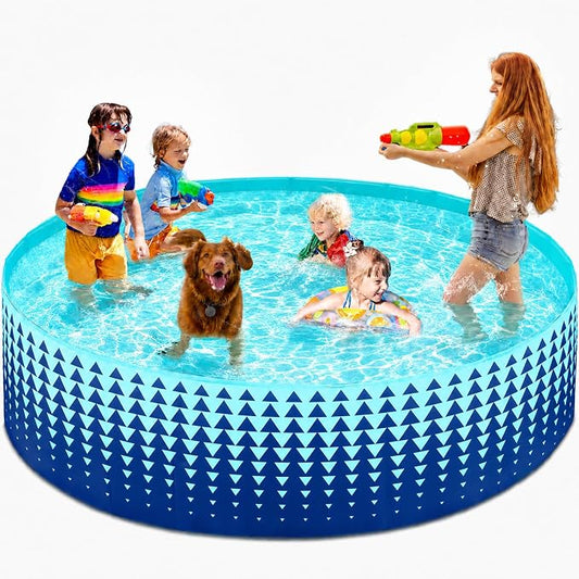 Jasonwell Foldable Dog Kiddie Pool - Hard Plastic Kids Paddling Pool Toddler Baby Swimming Pools for Backyard Collapsible Whelping Box Pet Doggie Cats Wading Pools Bathtub for Puppy Large Dogs 97In,G