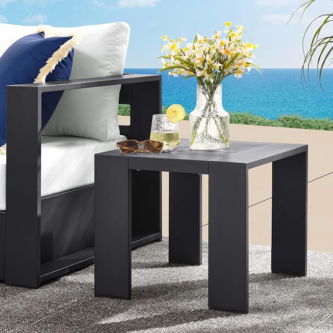 Modway Tahoe Outdoor Patio Powder-Coated Aluminum End Table, Gray