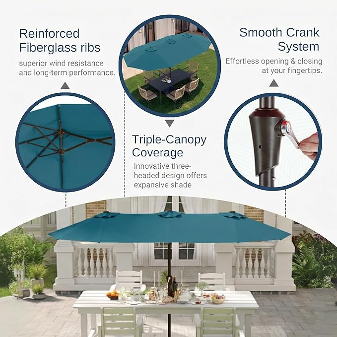 15FT Large Patio Umbrella with Base Included
