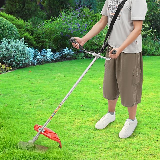 4-Stroke Gas Powered Brush Cutter, 35.8CC 1050W 2 in 1 Engine Powered Grass Trimmer Multi-Functional Trimming Tool Gas Powered Weed Wacker with Goggles for Agriculture Forestry (35.8CC,1050W)
