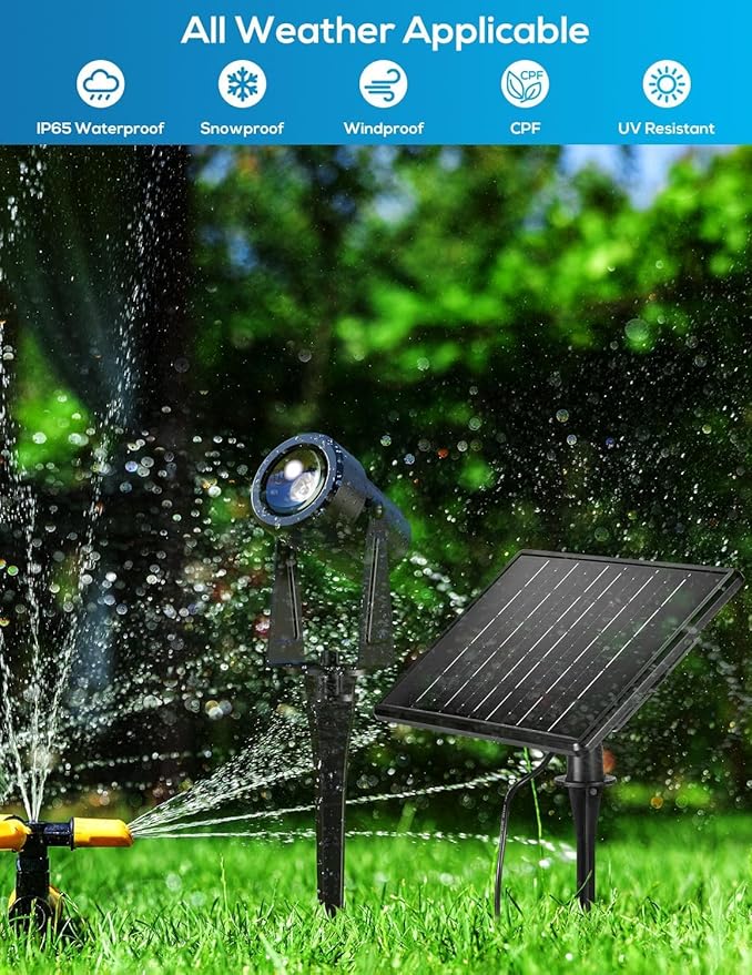 ZYAN Solar Landscape Spotlights, Separate Panels and USB-C Powered 10800mAh Auto On Off Dusk to Dawn, Outdoor IP65 Waterproof Spotlights, Warm White for Yard Path Patio (8 Pack)