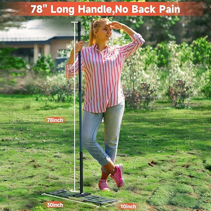 Lawn Leveling Rake, 30 x 10 in Stainless Steel Levelawn Tool with 78 in Adjustable Handle, Heavy Duty Yard Leveler for Soil, Sand, Compost, Backyard, Garden and Golf Course (Green)