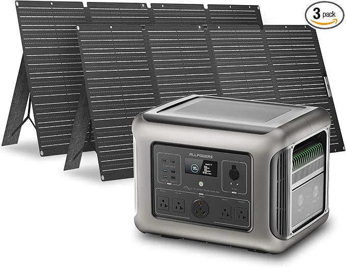 ALLPOWERS Solar Generator with Panels Included: R2500 Power Station + 2x200W Solar Panels, 1920Wh LiFePO4, 2500W AC Output, 2x100W USB-C PD Fast Charging, 80% Charge 1 Hour, for Home Backup Camping RV