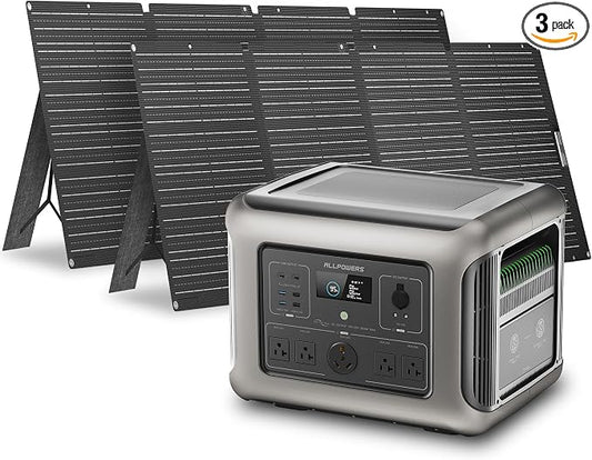 ALLPOWERS Solar Generator with Panels Included: R2500 Power Station + 2x200W Solar Panels, 1920Wh LiFePO4, 2500W AC Output, 2x100W USB-C PD Fast Charging, 80% Charge 1 Hour, for Home Backup Camping RV