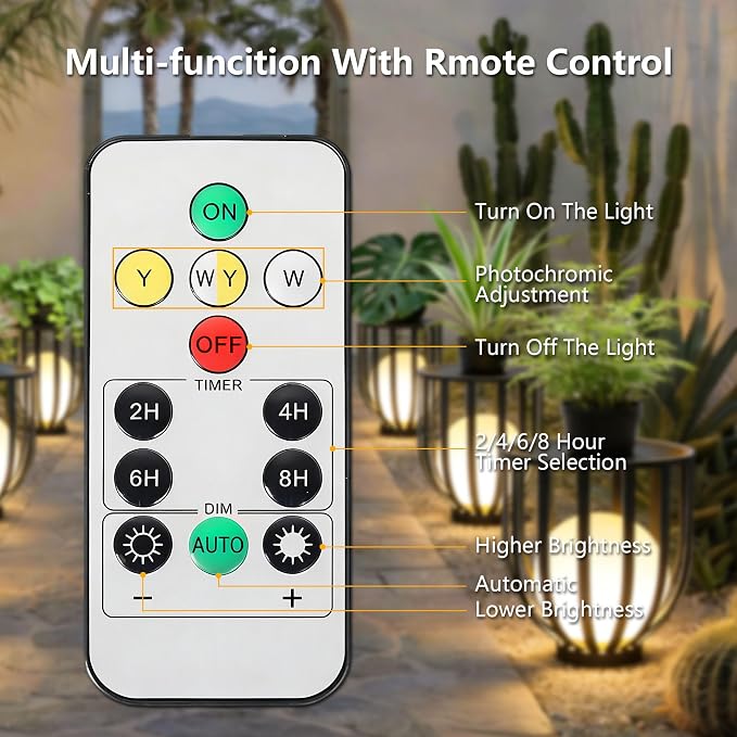 LED Outdoor Side Table, Solar Charging and Remote Control,Built-in Sphere Light,All Weather Metal Decor for Patio & Garden