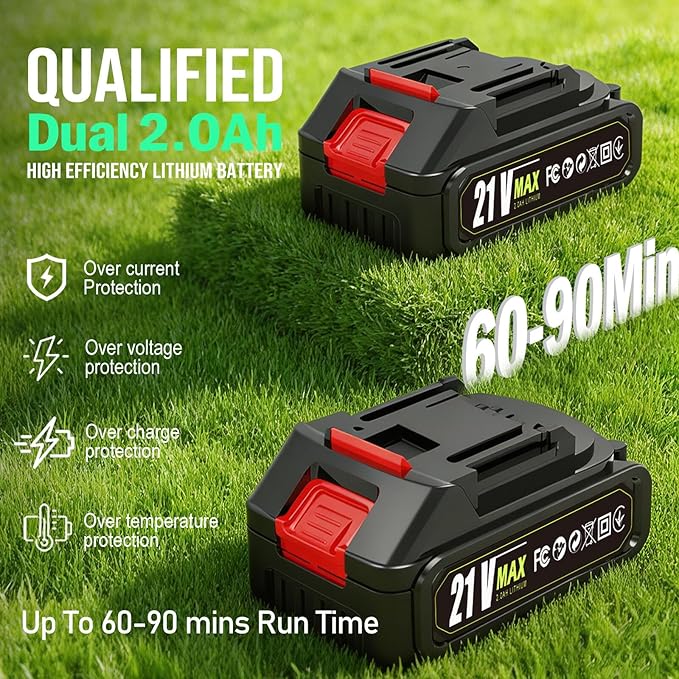Cordless Weed Wacker, 21V Battery Powered Weed Eater with 2 Battery and Charger, Electric Grass Trimmer with 5 Types 26Pcs Blade, 3 in 1 Stringless Weed Trimmer Brush Cutter Edger for Lawn Garden