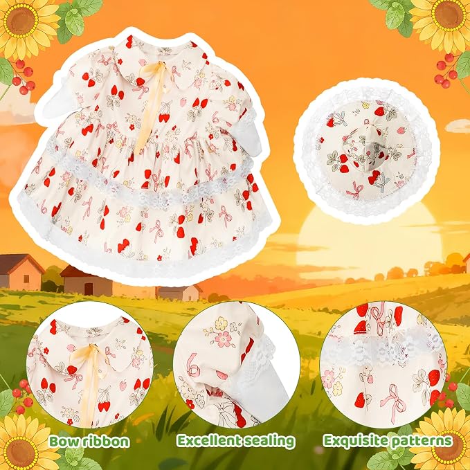 Porch Goose Outfit, 23" Porch Goose Clothes with Strawberry Skirt and Hat for Spring Summer Party Outdoor Patio