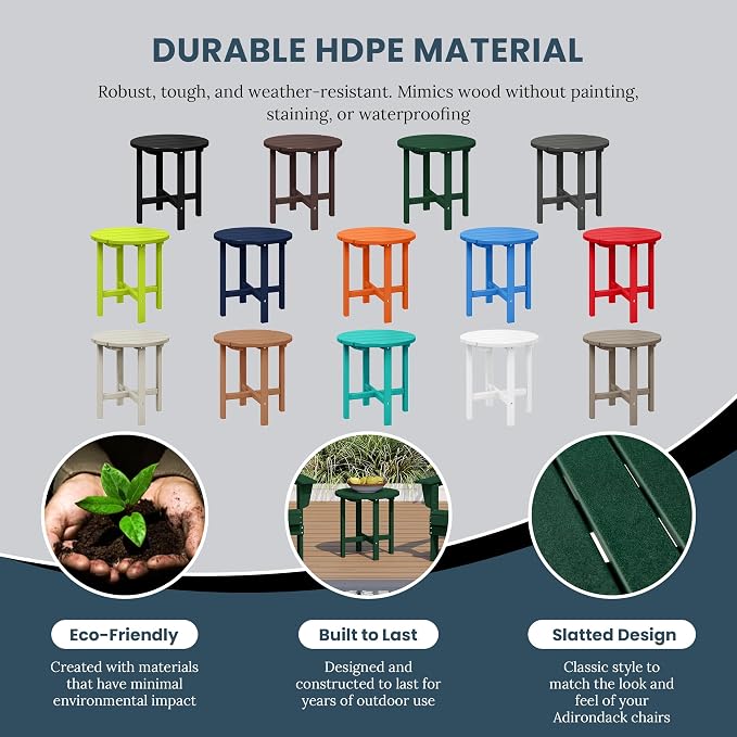 HDPE Altura Round 18" Side Table,Dark Green