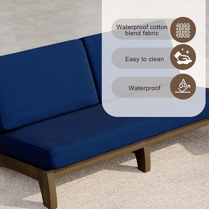 3 Pieces Patio Furniture Sets, All-Weather Outdoor Wood Bistro Set Patio Conversation Coffee Table Chiars and Patio Loveseat for Balcony, Backyard