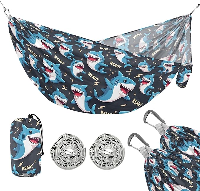Camping Hammock Outdoor Hammocks for Outside Blue Dink Beach Trees Portable Lightweight with Pockets Tree Straps Indoor