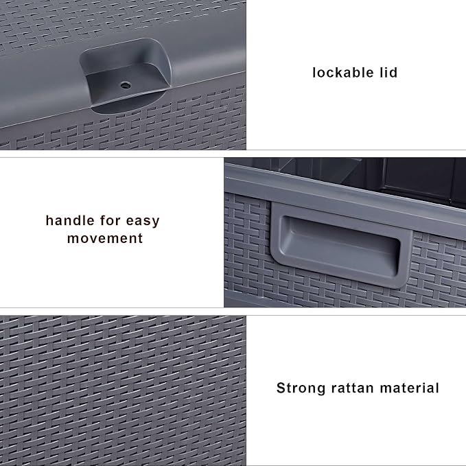 120 Gallon Outdoor Storage Box with Lockable Lid, Weather Resistant Design, Storage Bin Delivery Box for Storing Outdoor Cushions, and Tools, Durable Resin Construction, Deck Boxes Container