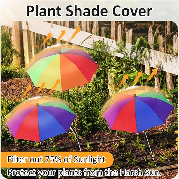 Plant Umbrellas for Outdoor Plants, Large Garden Plant Umbrella Shade Upgraded Adjustable Angle Height for Potted Plants Garden Beds