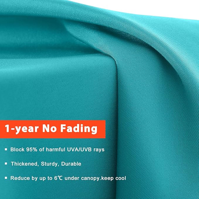 MASTERCANOPY Valance Patio Umbrella 10 ft Replacement Canopy for 8 Ribs-Turquoise Canopy Only