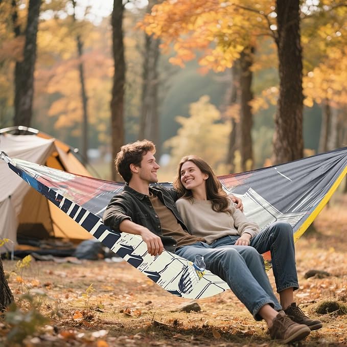 FRMG Watercolor Piano Camping Hammock 500 lbs Capacity Portable Hammocks with Tree Straps & Attached Carry Bag, Camping Essentials Gear A0900439a
