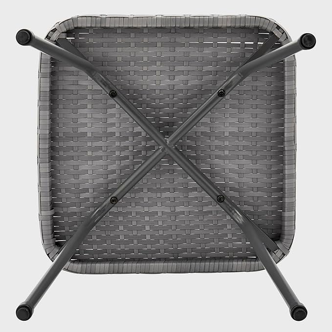 Manhattan Comfort Cannes 3-Piece Patio Conversation Set, Outdoor Furniture | Includes Modern Cushioned Rope Wicker Chairs & End Table, Removable & Washable Cushions, Tempered Glass Tabletop, Cream