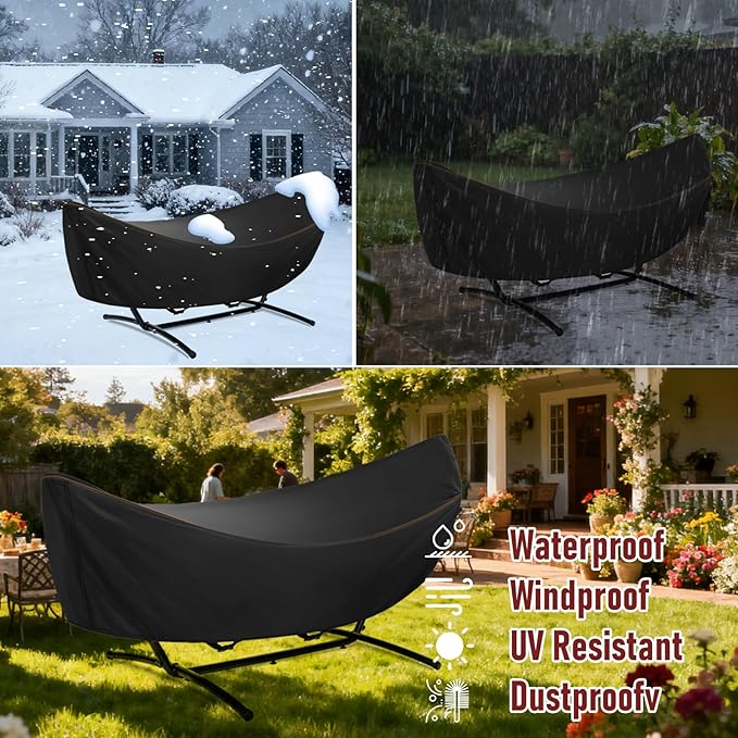 Hammock Cover Waterproof Heavy Duty 420D Outdoor3 Hammock Stand Covers with Windproof Buckles