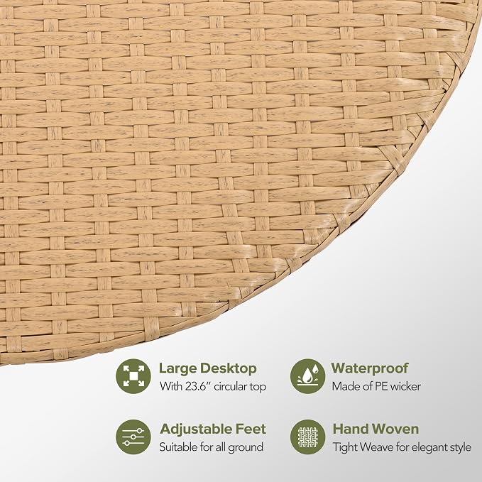 7 Pieces Outdoor Patio Furniture, All-Weather Rattan Sectional Sofa Set with Thick Cushions and Pillows, Freely Combined Conversation Sets for Garden, Backyard, Balcony (Beige#33)
