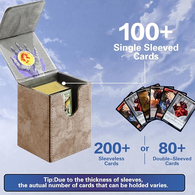 PROMAXIBINDER MTG Card Deck Box, Commander Deck Box Fits 100+ Single Sleeved Cards, Storage for TCG/MTG Crads, PU Leather Strong Magenet (Mud, Tree)