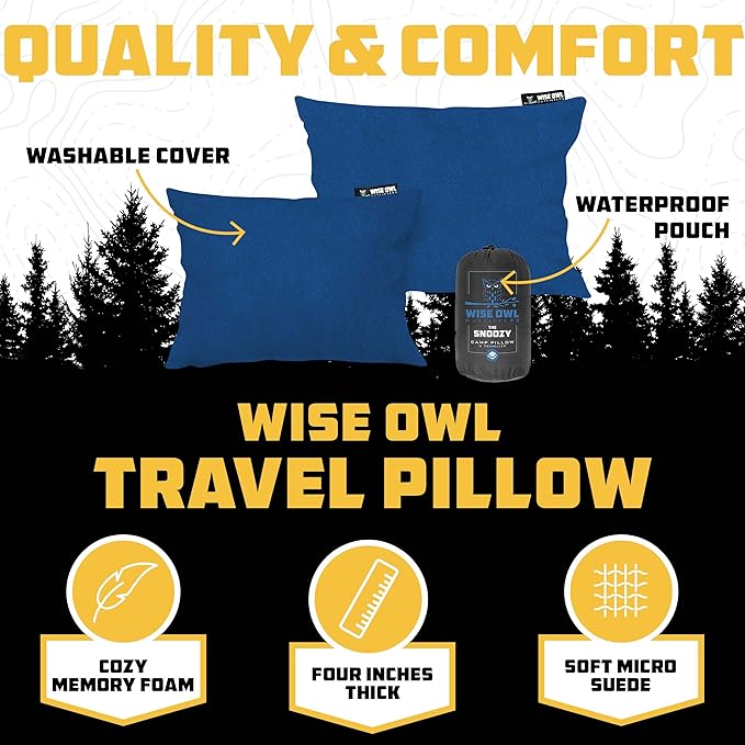 Wise Owl Outfitters Black Hammock with Pillow & Blanket - 400 lbs Capacity, 16 oz Weight, Waterproof Camping Accessories